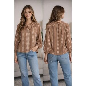 Nine West Glazed Ginger Combo Woven Top Size X Large. New